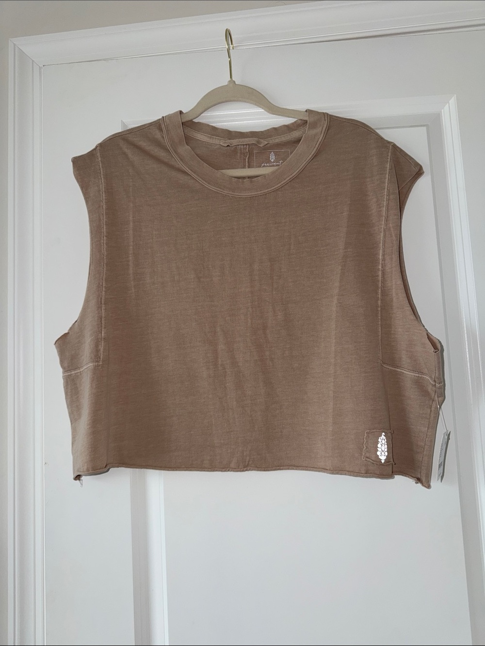 FP Movement by Free People Cropped Muscle Tank in Taupe